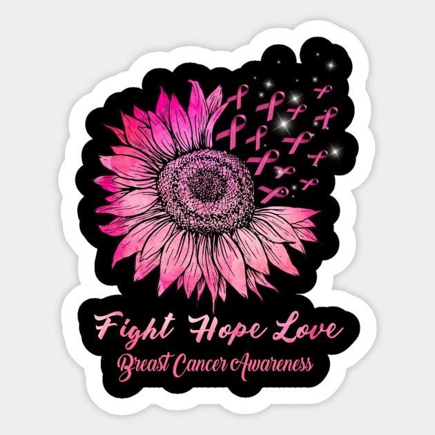 breast cancer pink sunflower love hope faith Sticker by TeesCircle